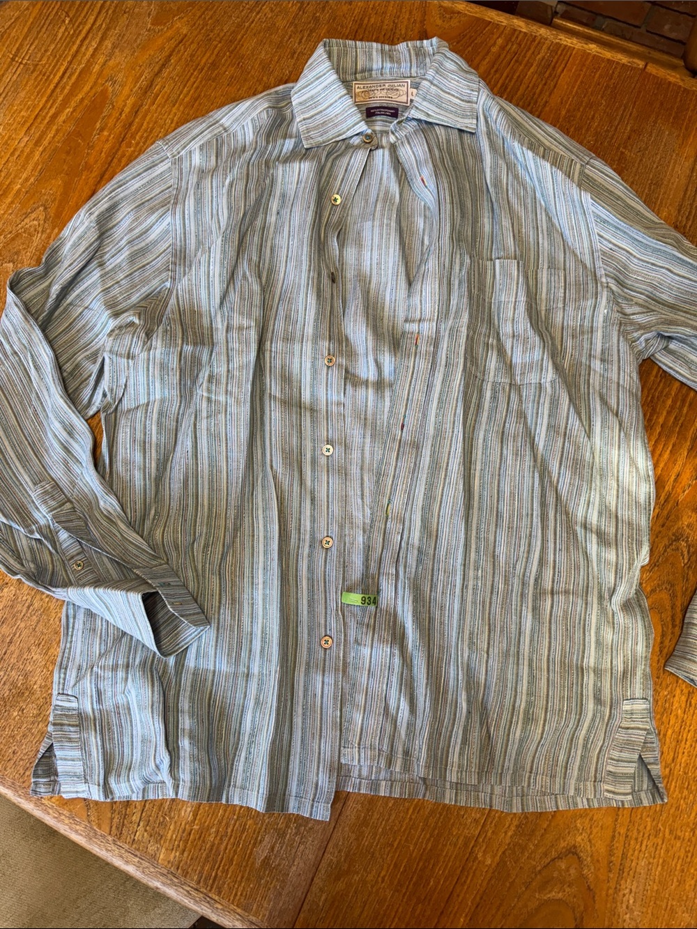 Alexander Julian Blue Striped Casual Button-Down Shirt